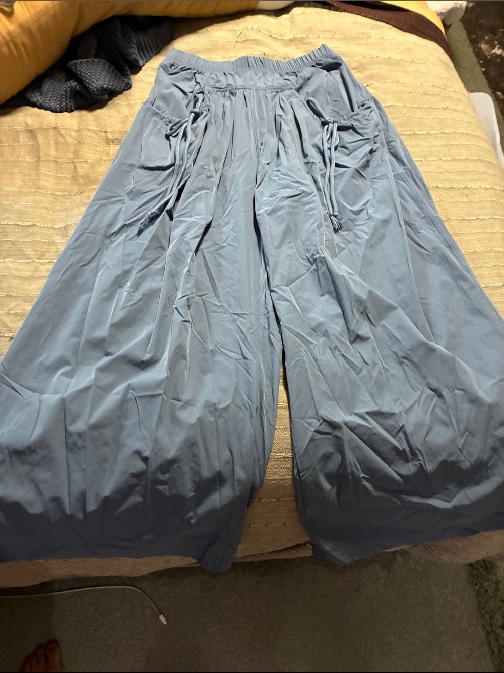 Women's Wide-Leg Drawstring Pants in Light Blue